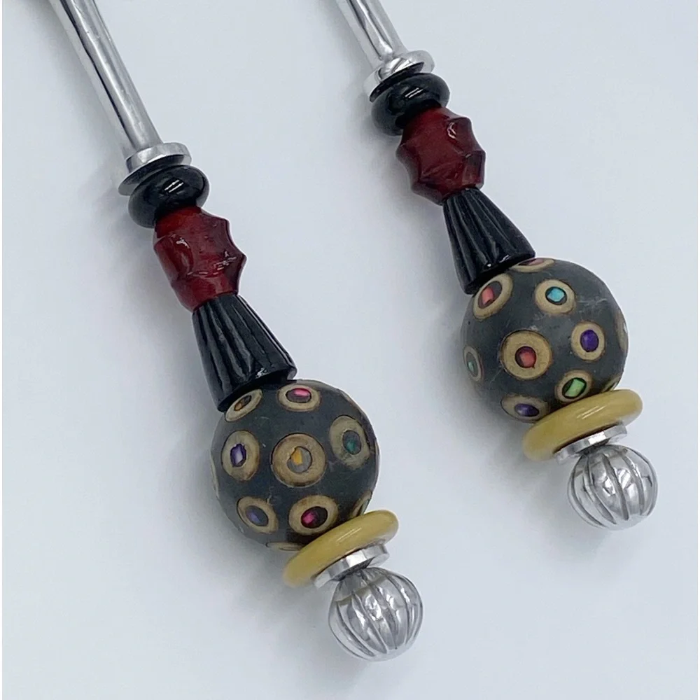South Coast Beaded Salad Turners Fork Spoon Set